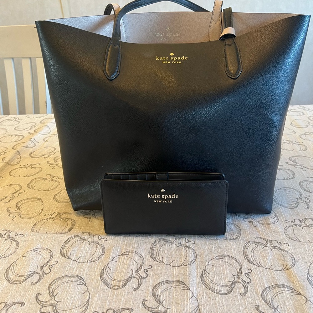 Kate Spade Black Leather Wallet and Purse